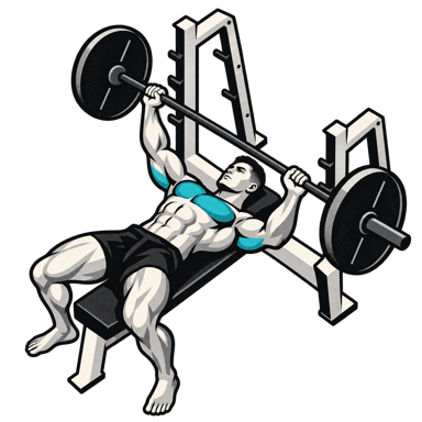 An athlete lowering a barbell in the bench press
